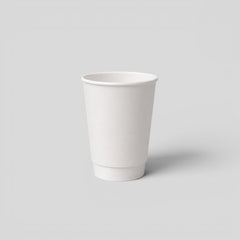 Stockka white double-walled paper cup for hot beverages like coffee or tea. Eco-friendly and durable.