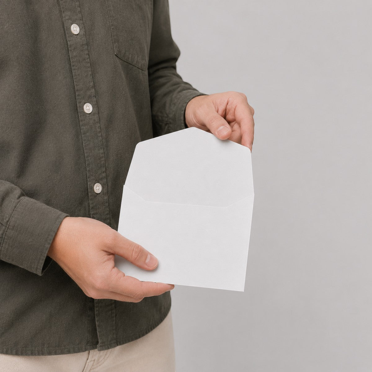 Stockka classic white paper envelope with a clean, elegant finish and triple flap closure, ideal for cards or documents.