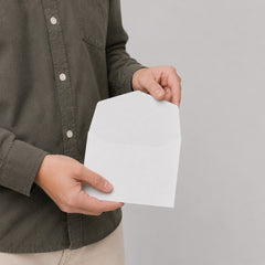 Stockka classic white paper envelope with a clean, elegant finish and triple flap closure, ideal for cards or documents.