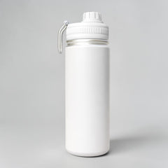 Stockka white plastic water bottle with screw cap and carrying handle, 500ml capacity.
