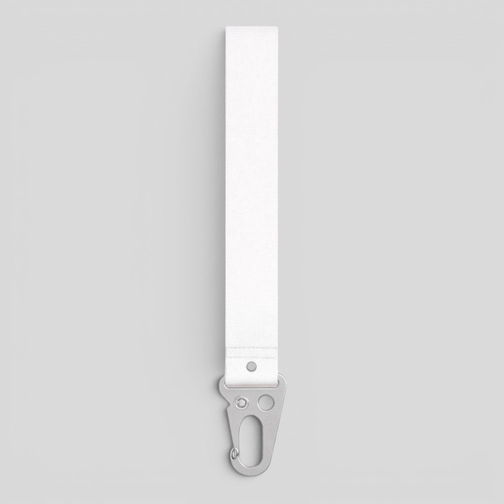 Stockka white polyester lanyard strap with metal clasp for keys, ID badges, or access cards.