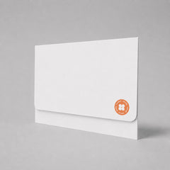 Stockka elegant white envelope with a rounded front flap, made from 250g high-quality wood-free paper.
