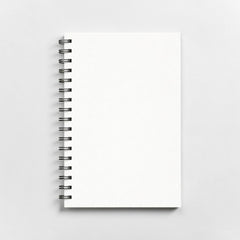 Stockka white spiral notebook with 80 lined pages and a hard cover, perfect for custom designs.