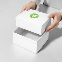 Stockka classic square gift box with lid, white rigid cardboard, minimalist design, perfect for luxury items.