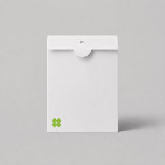 Stockka white 350gsm matte cardboard envelope with elegant round thumb-lock closure for invitations.