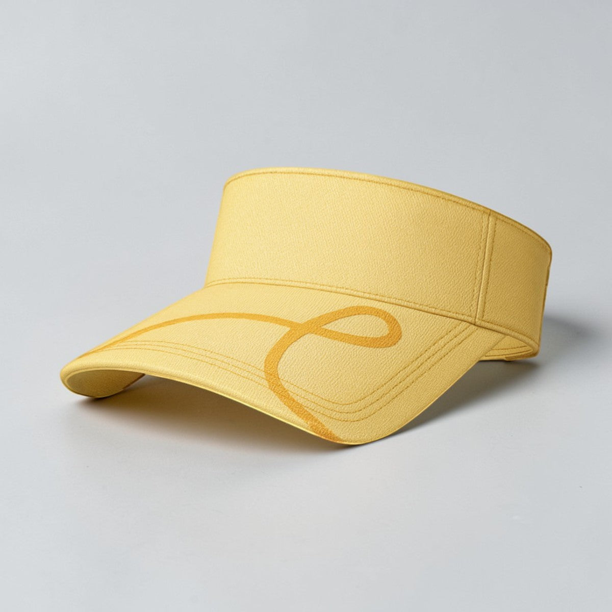 Stockka yellow cotton tennis visor with a subtle yellow swirl design. Adjustable and lightweight for comfortable wear.